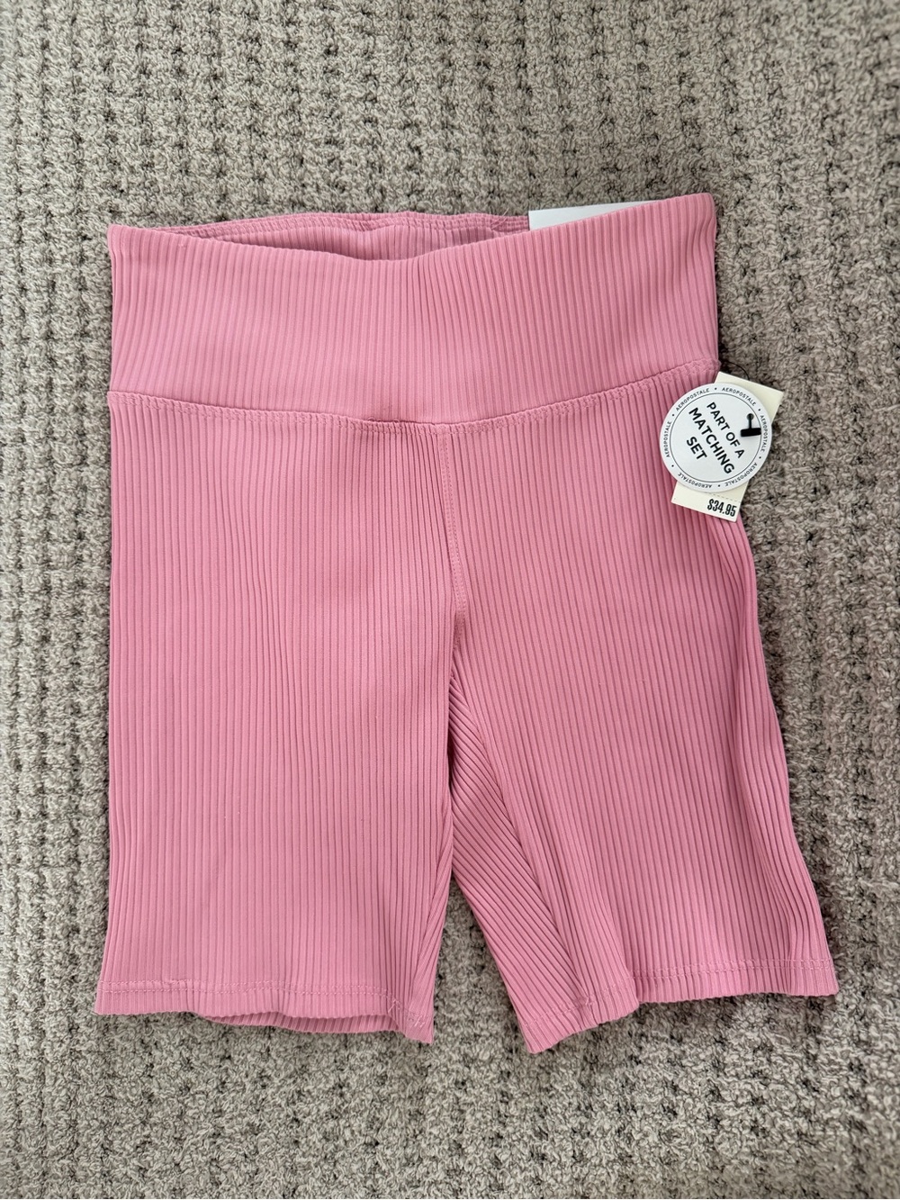 Aeropostale Dusty Rose Ribbed High-Rise Biker Shorts